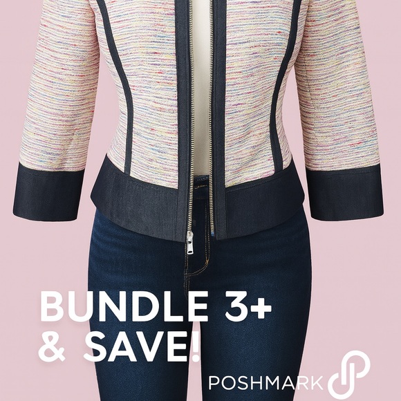 Too Glam to Give a Damn multi color tweed Denim Jacket Jean Jacket β Size 8 M - Picture 5 of 5